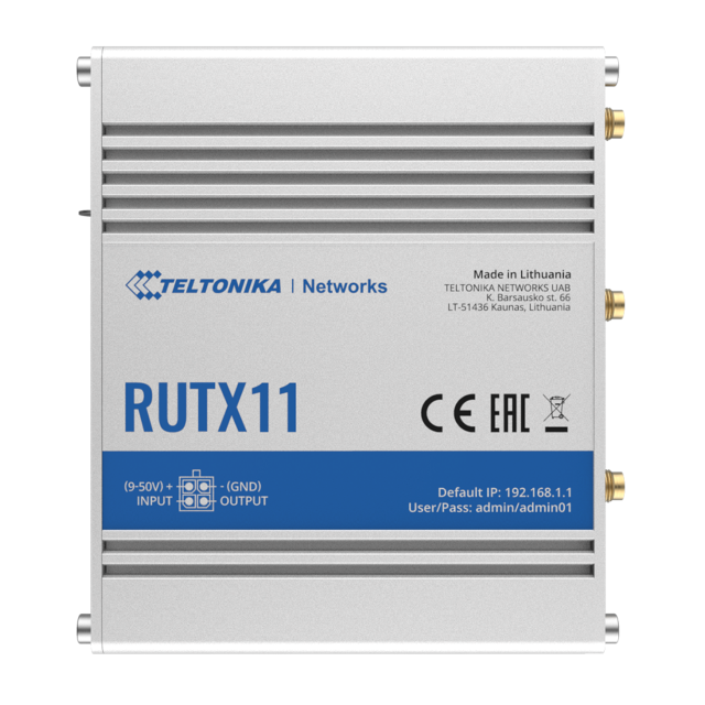 Teltonika RUTX11: 4G/LTE Dual-SIM Auto-failover, Load-balancing, WAN Bonding Capable Router
