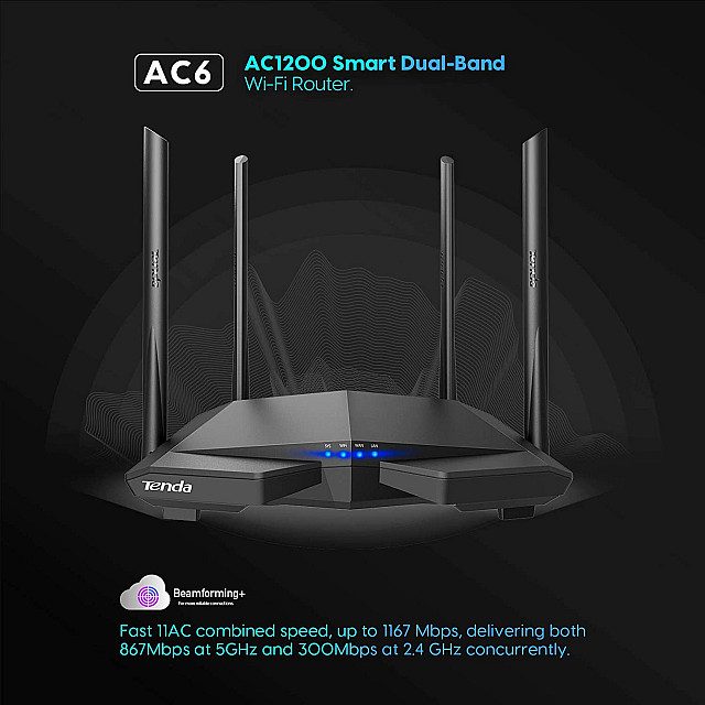 Tenda AC6 - AC1200 Smart Dual-Band Wi-Fi Router