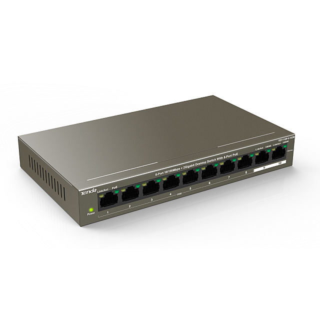 Tenda TEF1110P-8-102W Network Switch with 8-port PoE (8-Port 10/100Mbps plus 2-Gigabit)