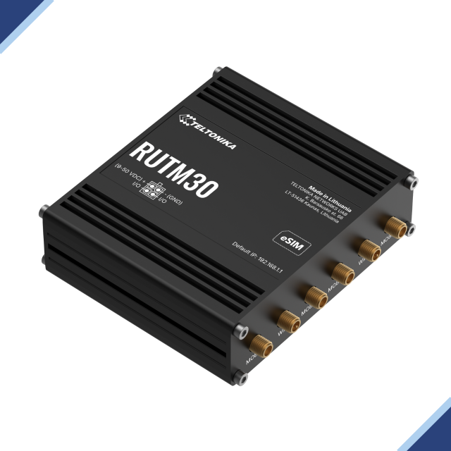 Teltonika RUTM30: Compact Dual-SIM + eSIM 4G-Cat19, 5G Cellular Router