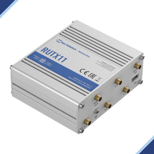 Teltonika RUTX11: 4G/LTE Dual-SIM Auto-failover, Load-balancing, WAN Bonding Capable Router