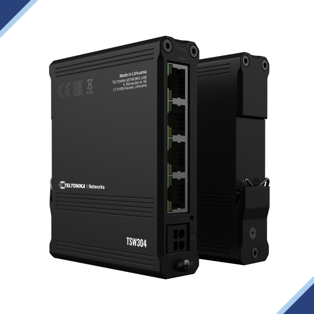 Teltonika TSW304: Small Yet Sturdy Industrial Switch with 4-Port & Built-in DIN Rail